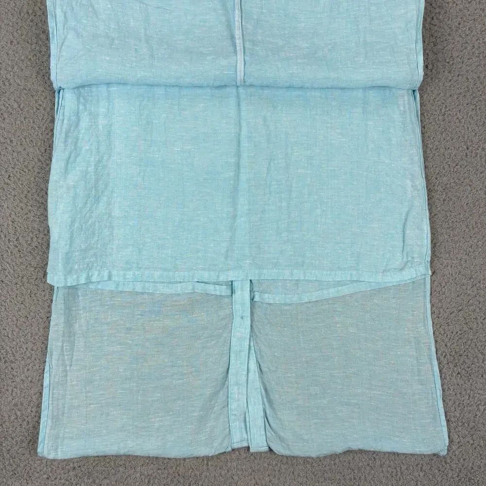 Chicos 100% Linen Tunic Dress Medium Aqua Beachy Coastal Resort Cruise Natural - Picture 12 of 12